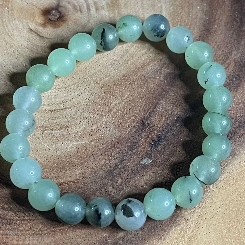 Prehnite 8mm stretch bracelet beaded bracelet 7” stretch crystal healing